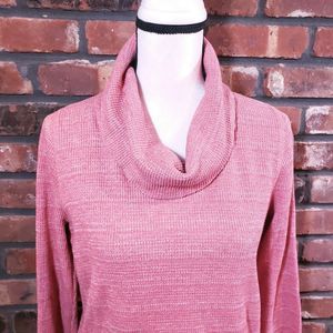 J. Jill Adobe Waffle Knit Cowl Neck Top Ruched